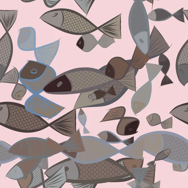 Illustrations abstraites de poissons sans couture. Toile, nature , — Image vectorielle
