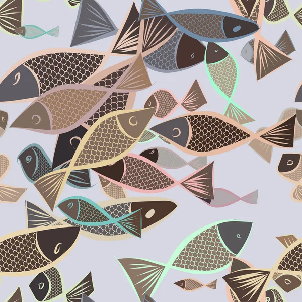 Fondo de ilustraciones de peces abstractos sin costura. Estilo, creativo — Vector de stock