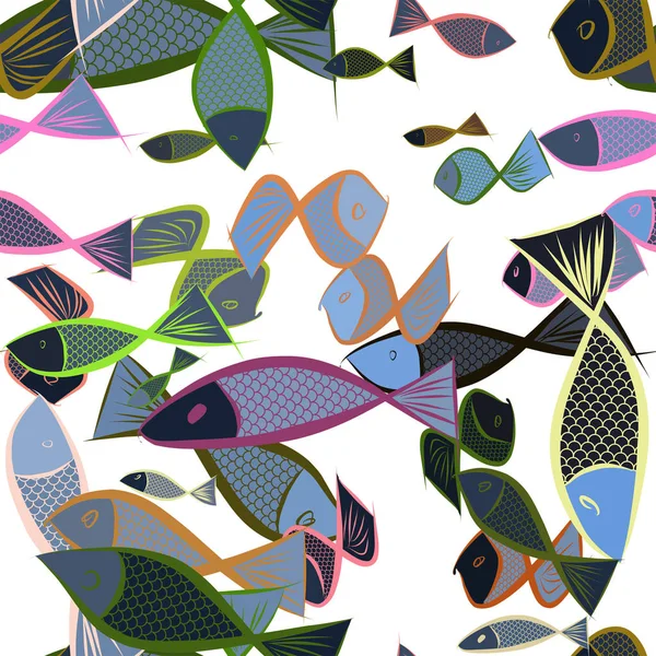 Ilustraciones abstractas sin fisuras de peces, conceptuales. Lienzo, representante — Archivo Imágenes Vectoriales