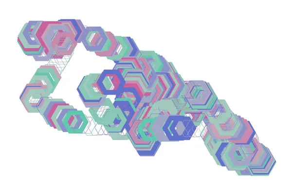 색상 추상 육각 패턴 생성 예술 배경입니다. 벡터 — 스톡 벡터