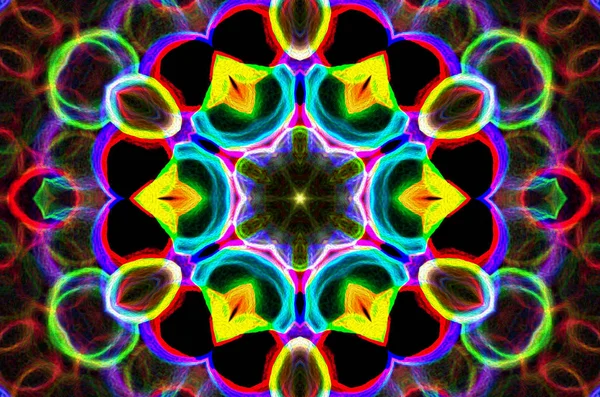 Verträumtes virtuelles Kaleidoskop-Mandala für grafische Ressourcen, — Stockfoto