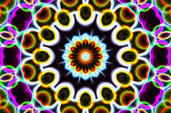 Dreamy style virtual kaleidoscope mandala for graphic resources, — Stock Photo, Image