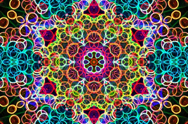 Snový styl virtuální kaleidoskop mandala pro grafické zdroje, — Stock fotografie