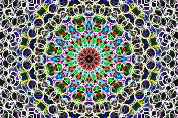 Dreamy style virtual kaleidoscope mandala for graphic resources, — Stock Photo, Image