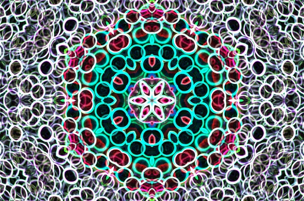 Dreamy style virtual kaleidoscope mandala for graphic resources, — Stock Photo, Image