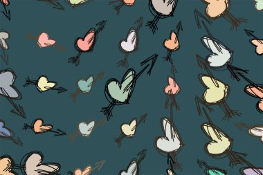 Sevgililer günü için soyut aşk, arzu için el çizimi.