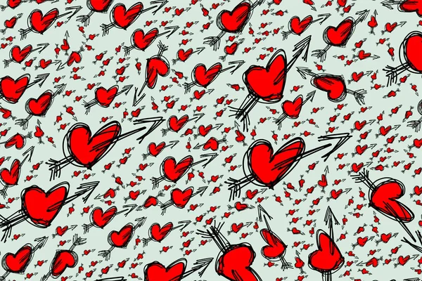 Liebe zum Valentinstag Hintergrund von Hand gezeichnet, für Grafikdesign — Stockvektor
