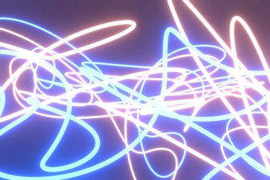 Neon ışıkları geometrik çizgiler oluşturur. Grafik tasarımı veya gerileme için
