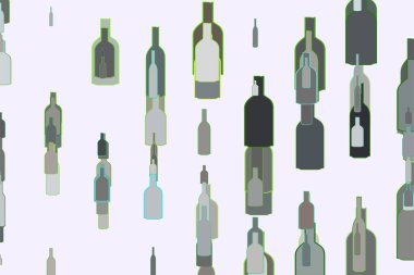 Şişeyle soyut bir arkaplan, elle çizilmiş. Sanat, detaylar, grafik