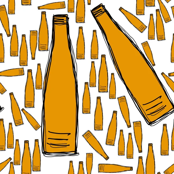 Seamless vector artwork, illustrations of bottle, hand drawn. Co — 스톡 벡터