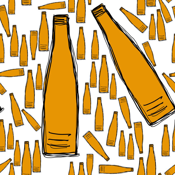 Бесшовные векторные рисунки, иллюстрации бутылок, ручная работа. Со
