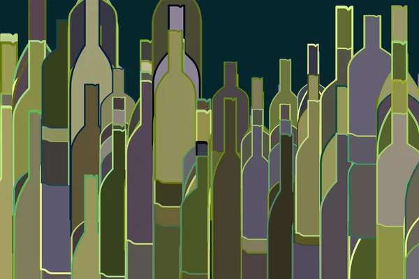 グラフィックデザインのために描かれたボトルの背景の手。ウェブイラスト — ストックベクタ