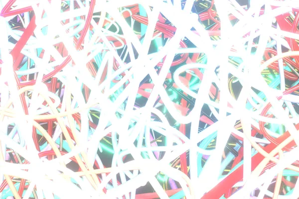 Ilustrace chaotické barevné struny, neon rostou světla pro gra — Stock fotografie