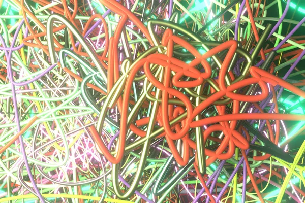 Background abstract, messy colorful string neon grow lights for — Stok fotoğraf