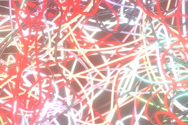 Abstracte, rommelige kleurrijke string neon groeien lichten. Wallpaper voor — Stockfoto