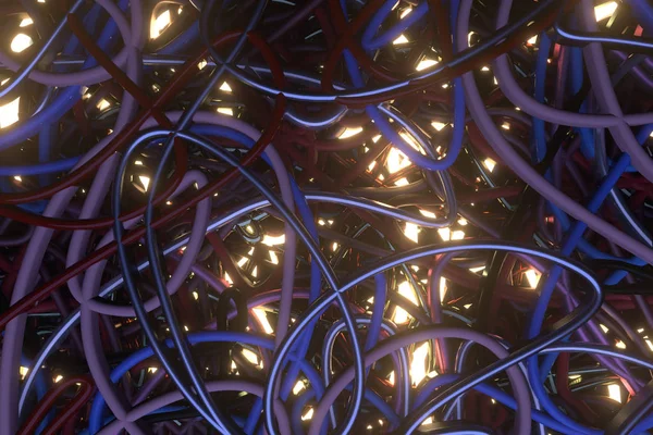 Εικονογραφήσεις βρώμικο πολύχρωμο string, νέον μεγαλώνουν τα φώτα για gra — Φωτογραφία Αρχείου