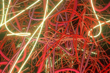 Decorative, illustrations, messy colorful string neon grow light
