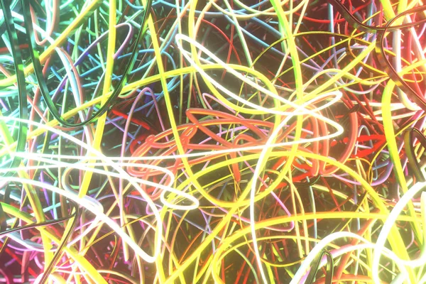 Abstracte, rommelige kleurrijke string neon groeien lichten. Wallpaper voor — Stockfoto