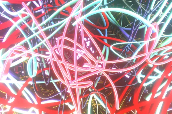 Neon kweeklampen, rommelige kleurrijke string voor design textuur, terug — Stockfoto