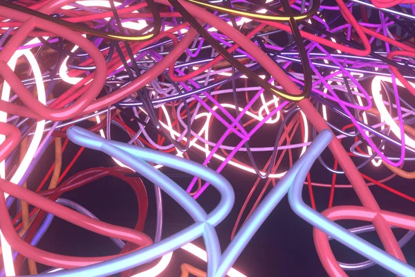 Fundo abstrato, confuso colorido corda néon crescer luzes para — Fotografia de Stock