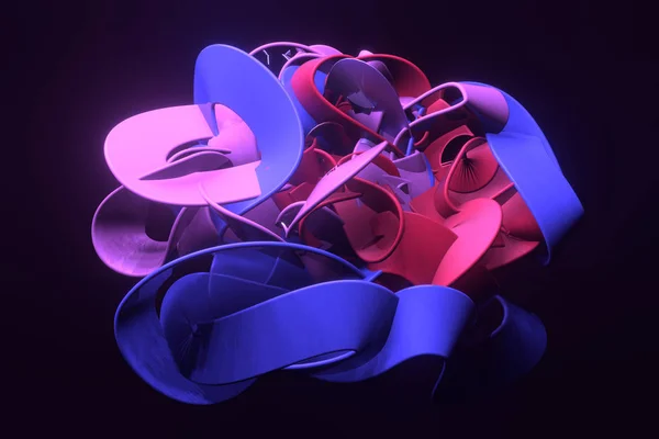 Abstrakte, chaotisch bunte String Neon wachsen Lichter. Tapete für — Stockfoto