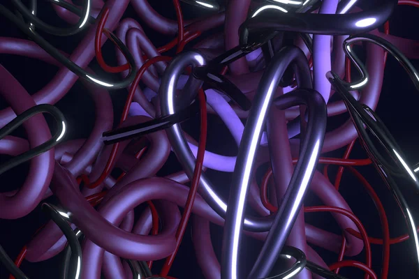 Achtergrond abstracte, rommelige kleurrijke string neon groeien lichten voor — Stockfoto
