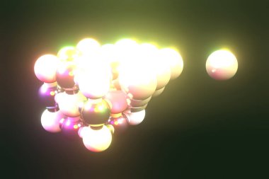 Tasarım dokusu veya başlık arkaplanı için molekül stili kilitlenmiş küre. 3d hazırlayıcı.