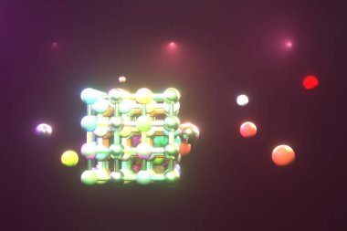 Kilitli küre, molekül stili. Çizimler için tasarım, doku veya arkaplan. 3d hazırlayıcı.