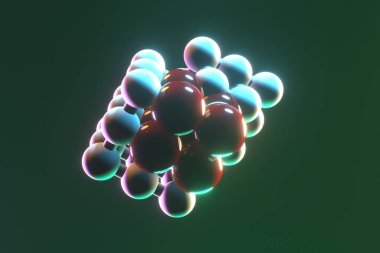 Tasarım & grafik kaynağı için, arkaplan soyut, molekül biçimi içe kilitlenmiş küre. 3d hazırlayıcı.