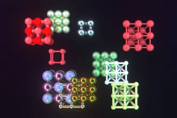 背景デザイン グラフィックリソースのための抽象的 分子スタイル間ロックされた球 3Dレンダリング — ストック写真