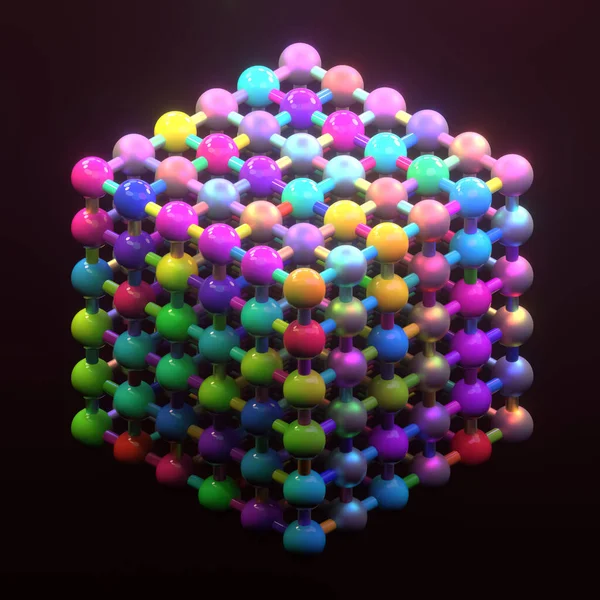 閉じ込められた球 分子スタイル グラフィックデザイン カタログ テクスチャや背景のために 3Dレンダリング — ストック写真