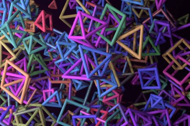 Tasarım dokusu veya başlık arkaplanı için uçan kutular arası kilitli kare. 3d hazırlayıcı.