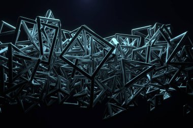 Tasarım & grafik kaynağı için, arkaplan soyut, uçan kutucuk inter kilitli kare. 3d hazırlayıcı.