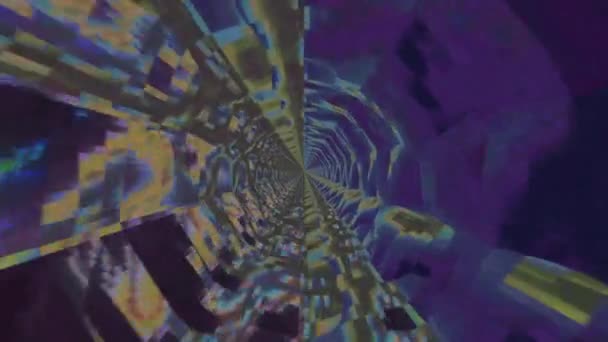 미래적 거무스름 추상적 디지털 스피드 동작의 애니메이션 카메라 앞에서 빛나며 — 비디오