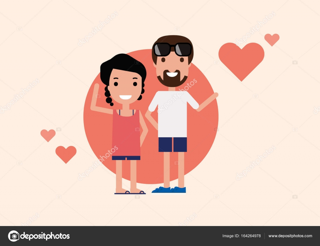 Cute Funny Lovely Couple In Love Vector Illustration Stock Vector C Noattitude 164264978