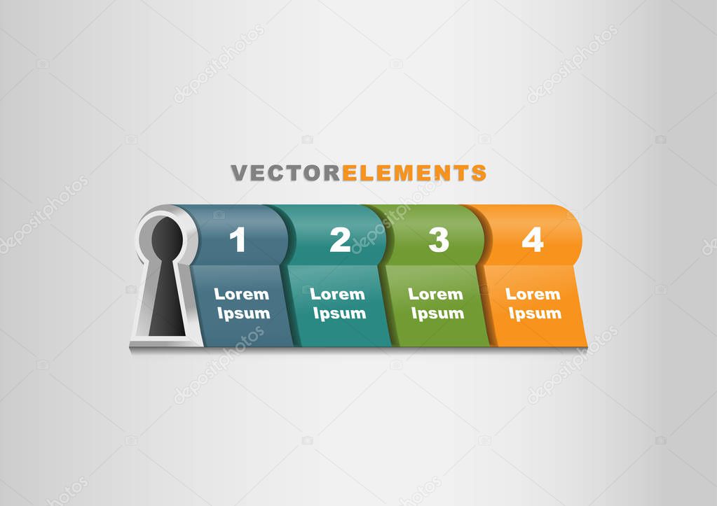 3D Vector Infographic Template Key to Success Concept Horizontal