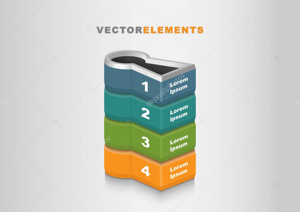 3D Vector Infographic Template Key to Success Concept Vertical S