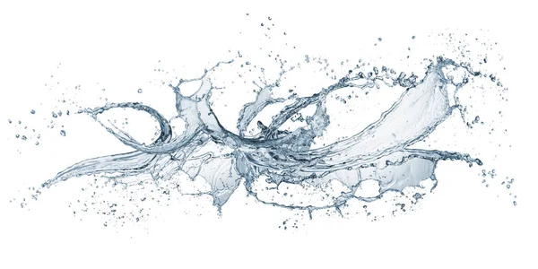 Onda Acqua Naturale Con Spruzzi Isolata Bianco — Foto Stock