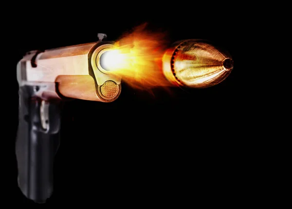Silver Pistol Fire — Stock Photo, Image