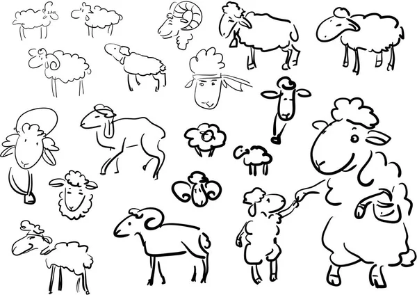 セット羊の落書き — ストックベクタ