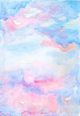 Sulu Boya doku pembe mavi gökyüzü