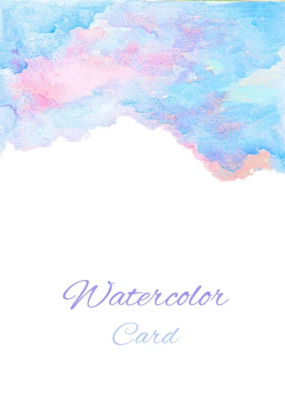 Beyaz arka plan ile suluboya pembe mavi kart