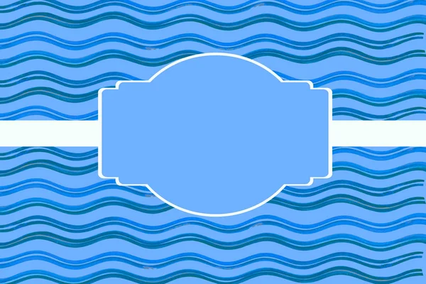 Textura de acuarela Rayas azules de onda fina sobre fondo azul con marco y banda blanca — Foto de Stock