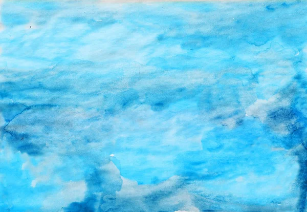 Textura - Acuarela pintada cielo azul nubes u olas mar — Foto de Stock