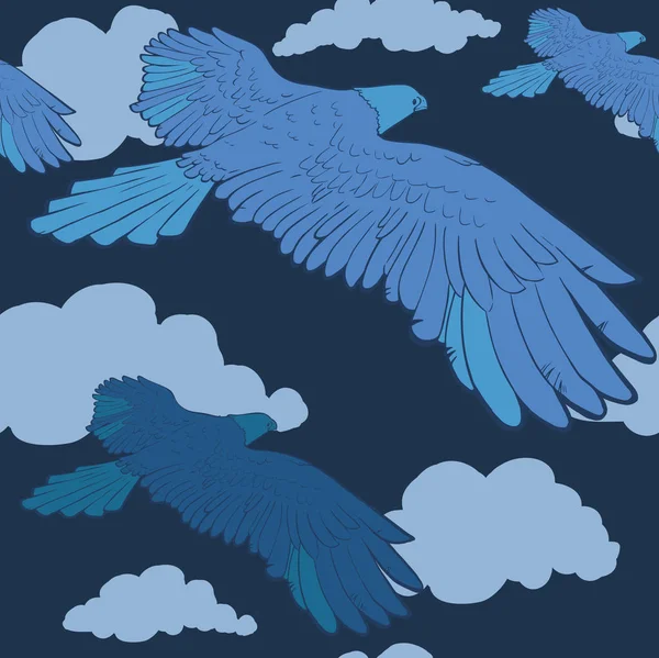 Padrão sem costura com águia azul para tecido — Vetor de Stock