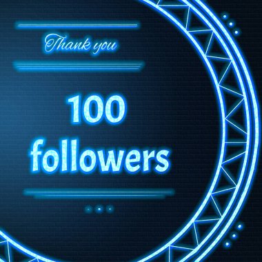 Hafif mavi neon metin kartıyla teşekkür ederim sen 100 100 followe