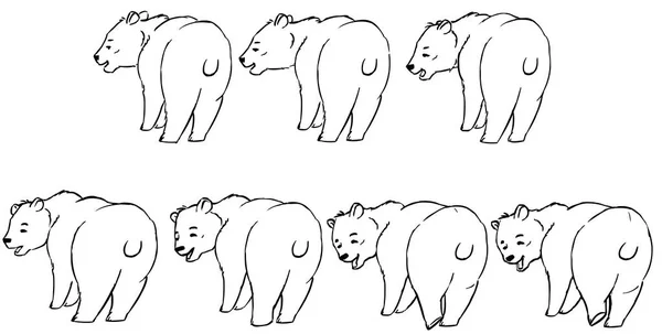 Рамки спрайт лист мультяшний ведмідь озирнути назад — стокове фото