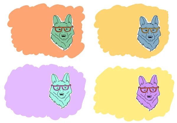 Hipster köpek çerçevelerle çıkartmaları