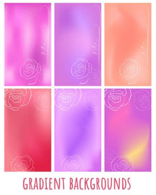 Set of mesh soft Gradient vector with rose for greeting card, website, mobile clipart