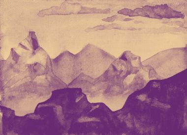 Suluboya Menekşe grephic manzara arka plan kartpostal için. Nokta